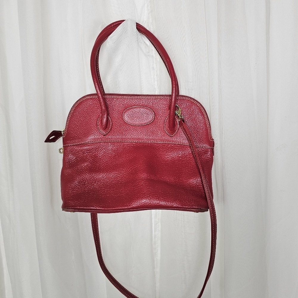 Made In Italy Red Leather Satchel Handbag